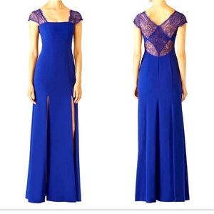 BCBGMaxAzria Inevitable Beauty Julia Gown 0 Lace Detail Cap Sleeve Double.